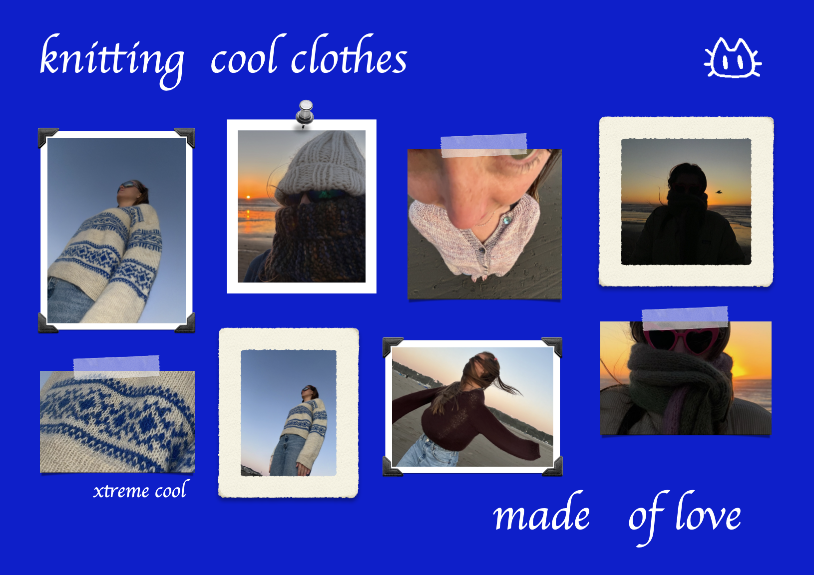 knitted hats, scarves and sweaters worn by cool models on a beach at sunset